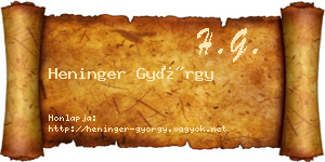Heninger György névjegykártya